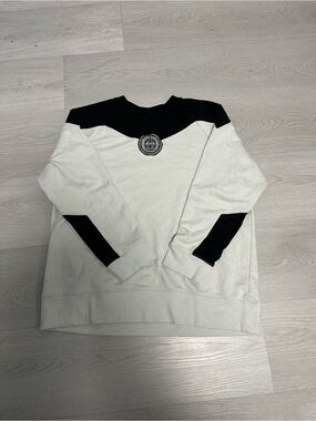 Disney Black & White Men's Crewneck Sweater with Chest Crest